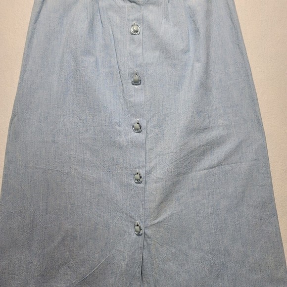 Vintage Chambray A-Line Skirt WATER WATER EVERY WEAR Miami USA Button Front - Picture 3 of 10